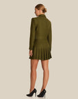 Pleated Khaki Mini Tweed Skirt | Porterist