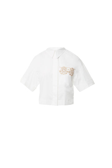 Sequined Embroidery Detailed White Shirt | Porterist
