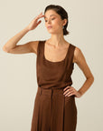 Basic Crinkle Textured Brown Blouse | Porterist