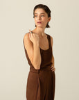 Basic Crinkle Textured Brown Blouse | Porterist