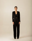 Black Satin Crop Jacket | Porterist