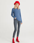 Blue Long Sleeve Basic Blouse | Porterist