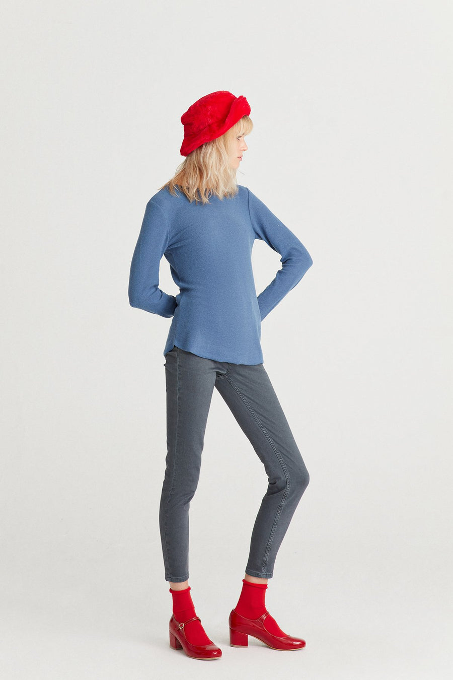 Blue Long Sleeve Basic Blouse | Porterist