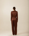 Brown Satin Crop Blazer | Porterist