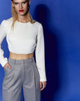 Long Sleeve Ecru Crop Blouse | Porterist