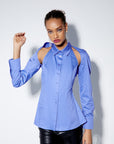 Off - the - shoulder Blue Shirt | Porterist