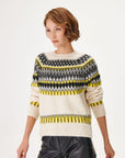 Yellow Black Jacquard Knit Sweater | Porterist