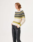 Yellow Black Jacquard Knit Sweater | Porterist