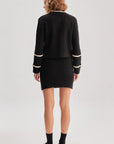 Stripe Detailed Black Tweed Knitwear Skirt | Porterist