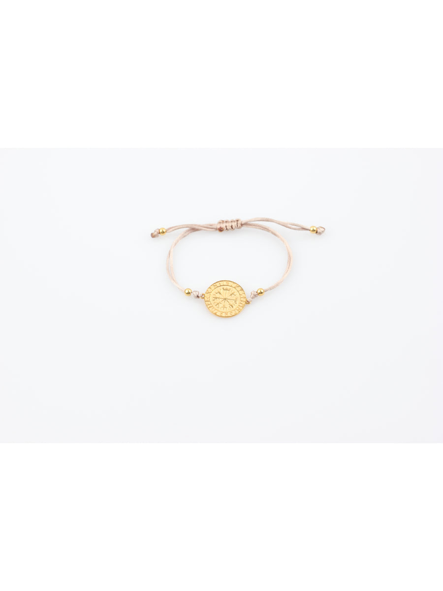 Vegvisir Drawstring Bracelet Beige - Gold | Porterist