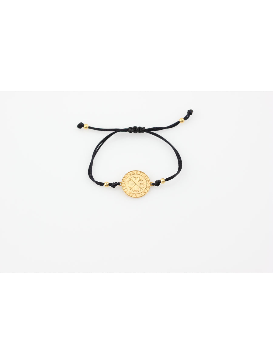 Vegvisir Drawstring Bracelet Black - Gold | Porterist