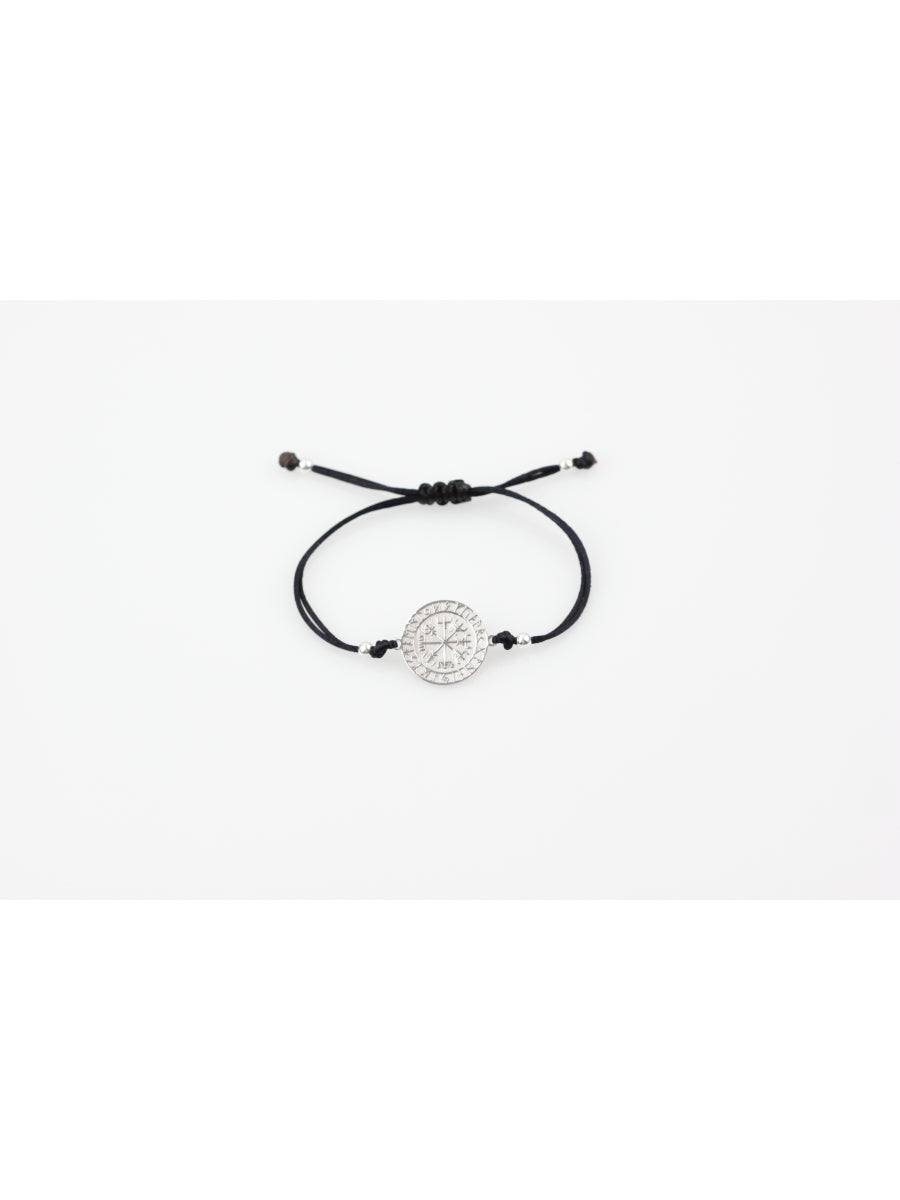 Vegvisir Drawstring Bracelet Black - Silver | Porterist