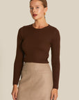 Zero Neck Short Brown Knit Sweater | Porterist