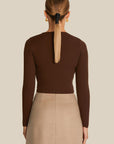 Zero Neck Short Brown Knit Sweater | Porterist