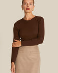 Zero Neck Short Brown Knit Sweater | Porterist