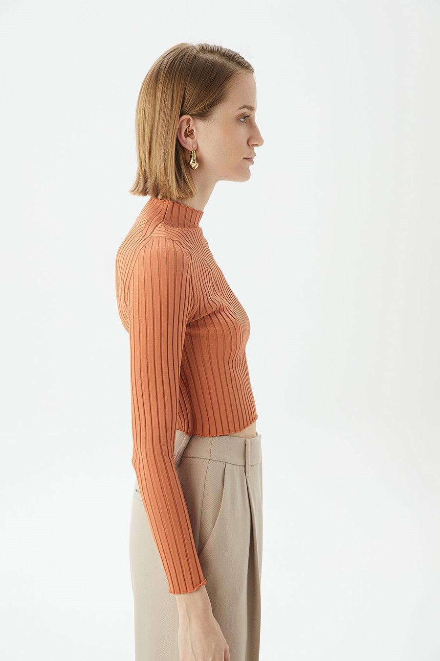 Salmon Basic Knitwear Top | Porterist