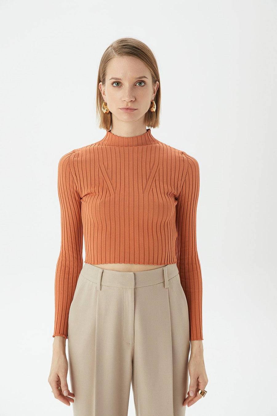 Salmon Basic Knitwear Top | Porterist