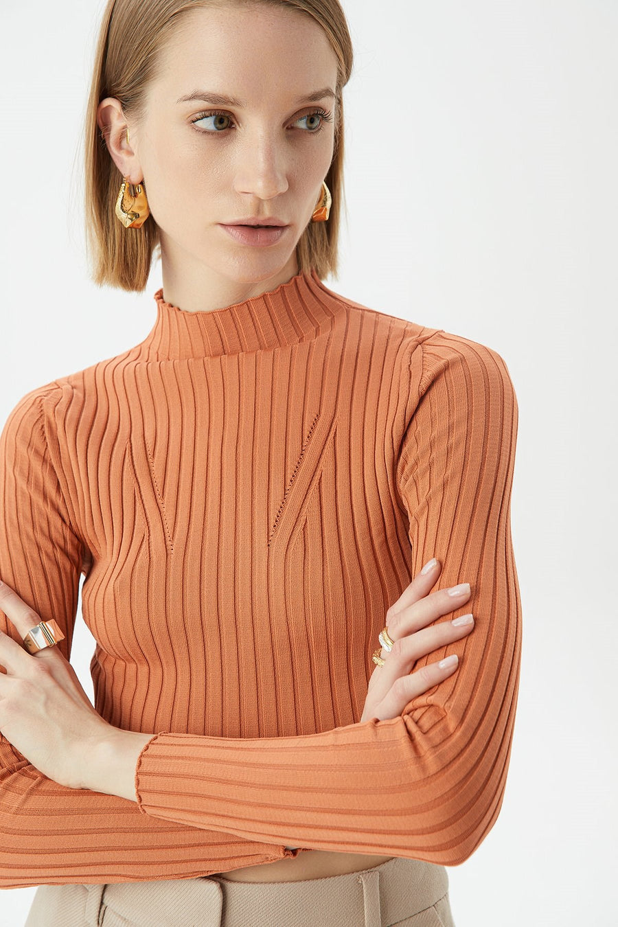 Salmon Basic Knitwear Top | Porterist