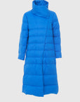 Mandarin Collar Long Blue Puffer Coat | Porterist