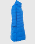 Mandarin Collar Long Blue Puffer Coat | Porterist