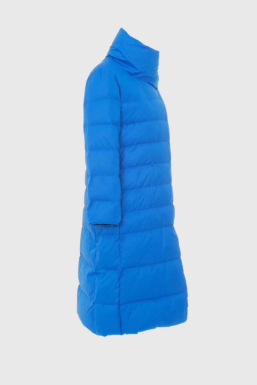 Mandarin Collar Long Blue Puffer Coat | Porterist