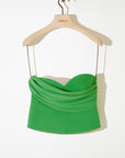 Green Strapless Draped Crop Top | Porterist