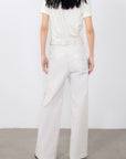 White Jean Pants With Buckle Detail Side Straps Tumbled