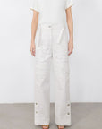 White Jean Pants With Buckle Detail Side Straps Tumbled