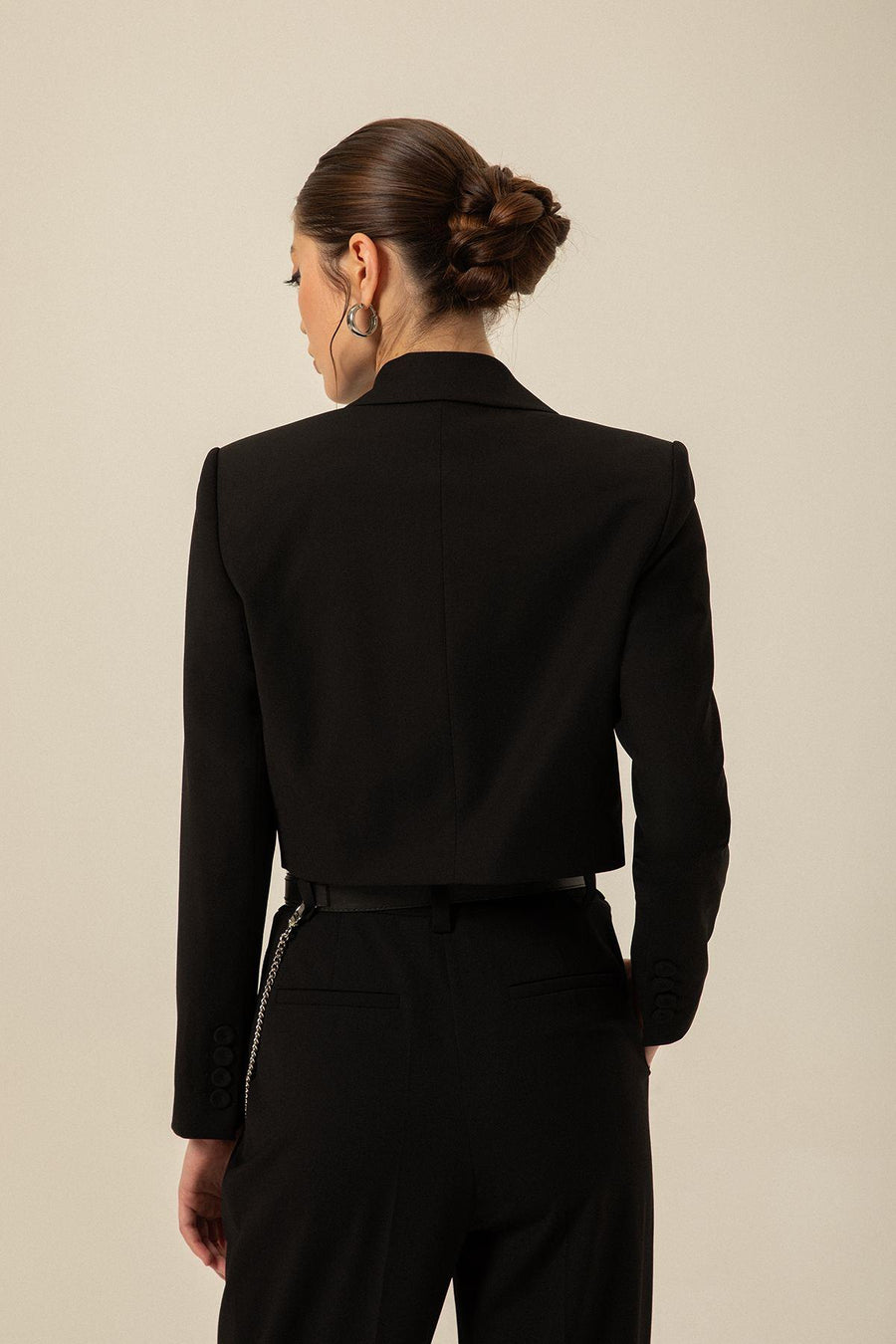 Long Sleeve Black Crop Jacket | Porterist