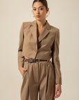 Long Sleeve Beige Crop Jacket | Porterist