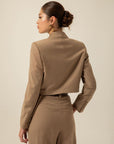 Long Sleeve Beige Crop Jacket | Porterist