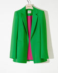 Green Single Button Crepe Blazer Jacket | Porterist