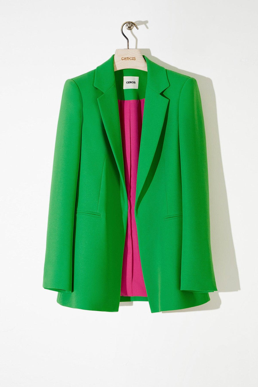 Green Single Button Crepe Blazer Jacket | Porterist