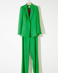 Green Single Button Crepe Blazer Jacket | Porterist