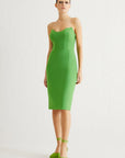 Green Strapless Slit Midi Dress | Porterist