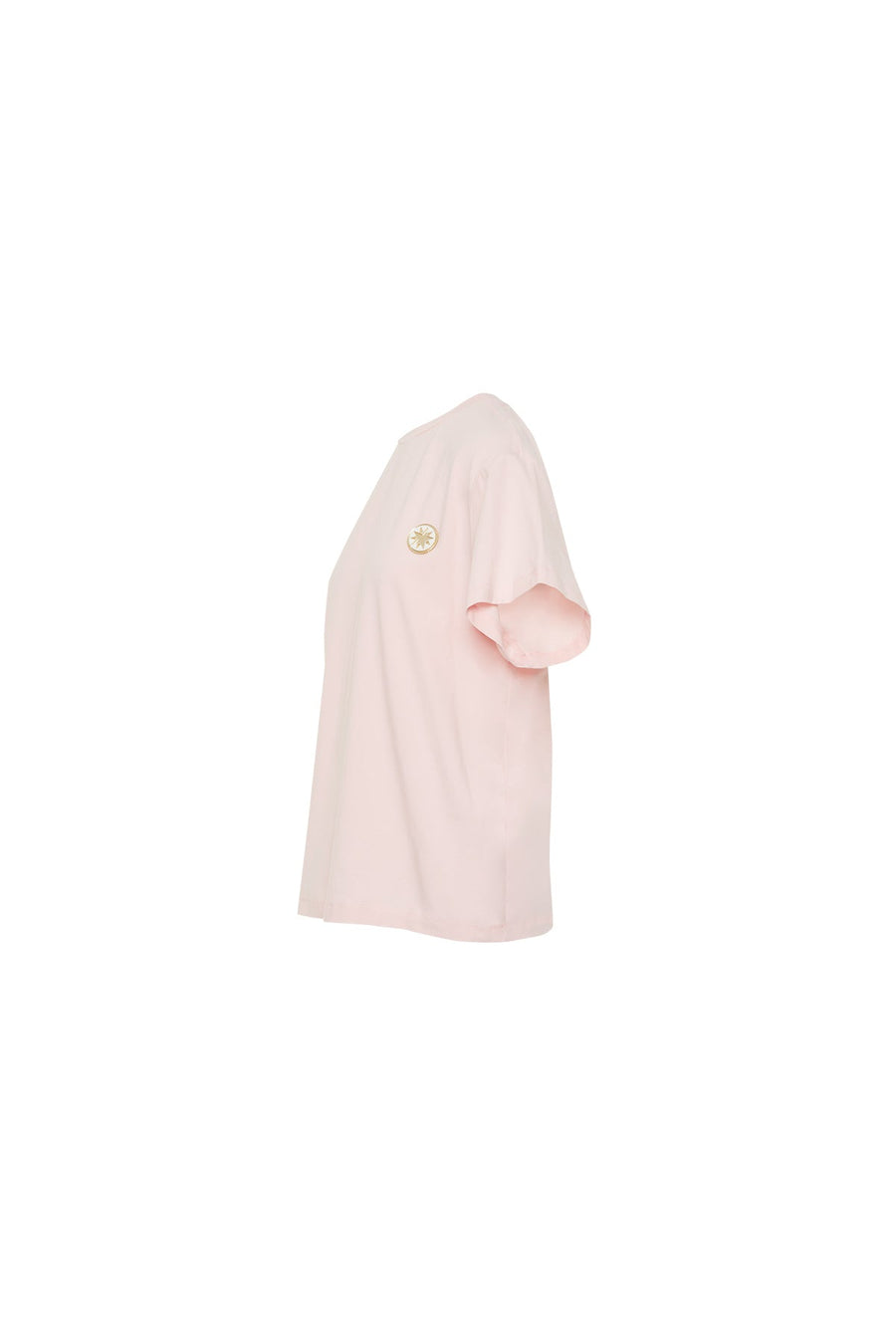 Star Plexi Detailed Steep Collar Short Sleeve Pink T-shirt