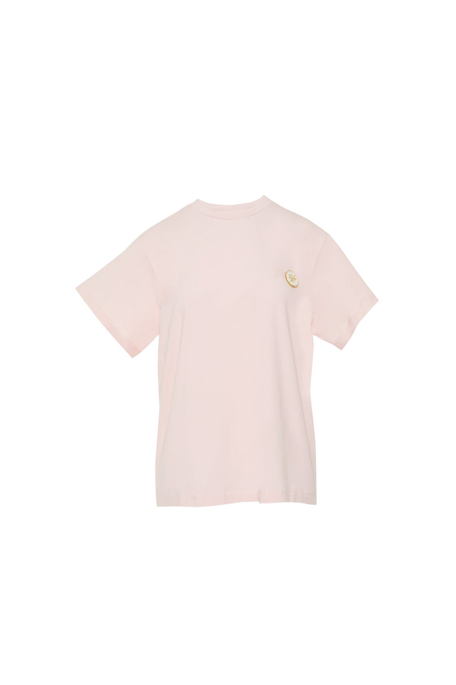 Star Plexi Detailed Steep Collar Short Sleeve Pink T-shirt