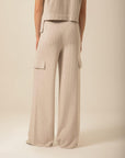 High Waist Loose Knitwear Ecru Pants | Porterist