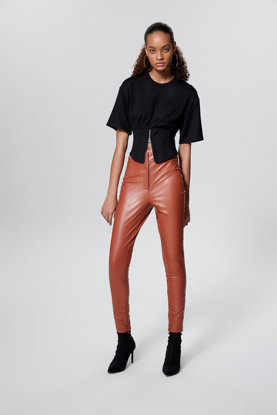 High Waist Tile Faux Leather Leggings | Porterist