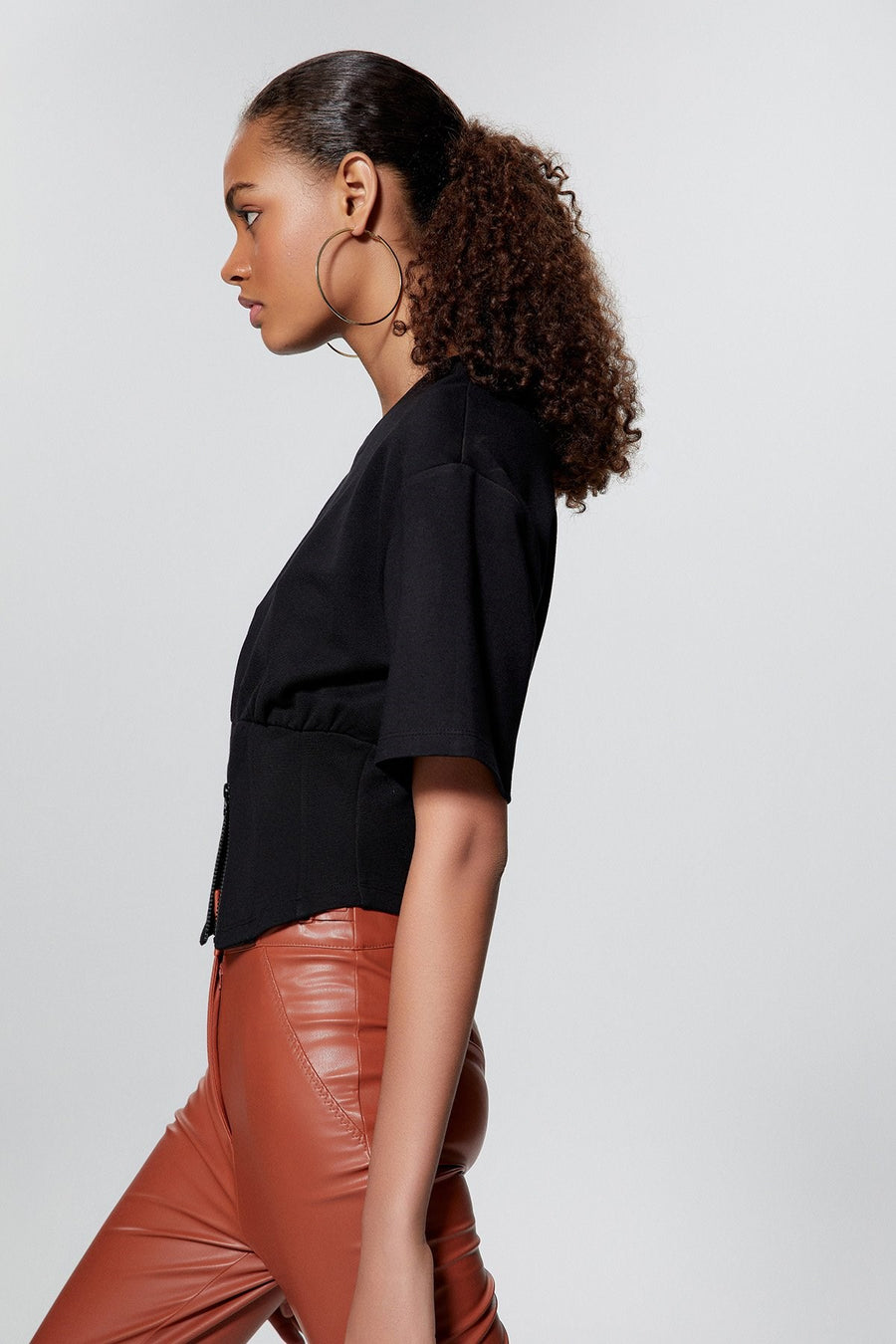 High Waist Tile Faux Leather Leggings | Porterist