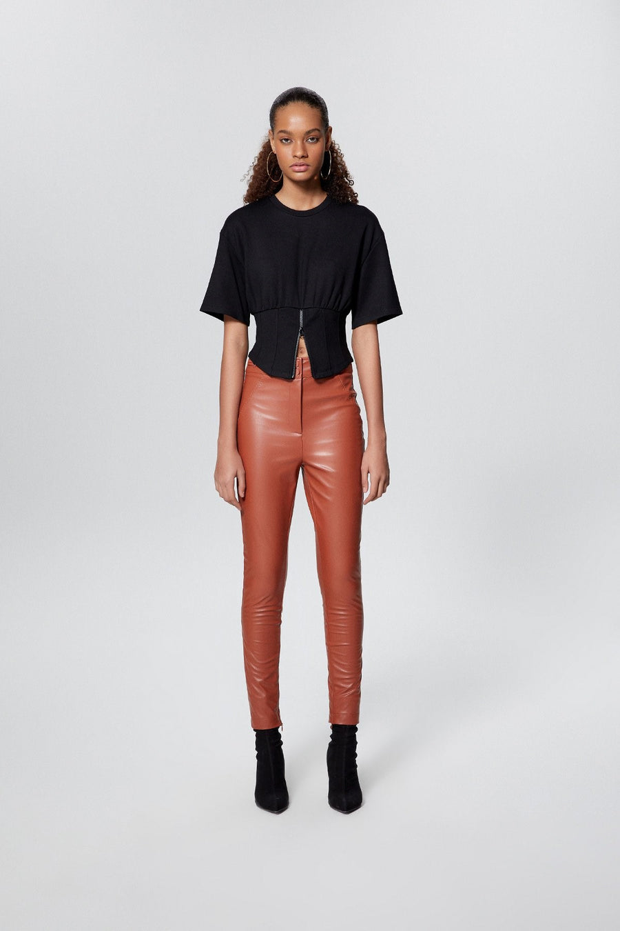 High Waist Tile Faux Leather Leggings | Porterist