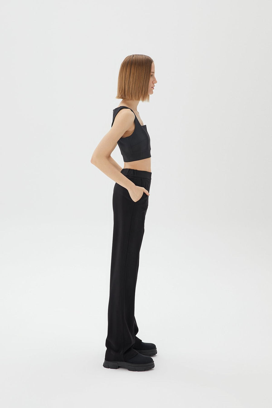 High-Waisted Wide Black Trousers, Rue Les Createurs